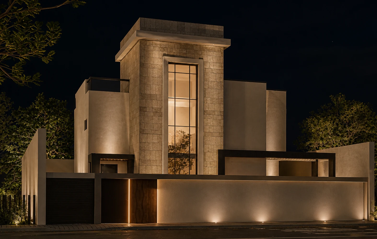Night view of Villa S stand-alone villa at VIVID New Zayed